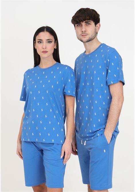 Men's and women's blue allover logo t-shirt RALPH LAUREN | 714899612012NEW ENGLAND BLUE AOPP